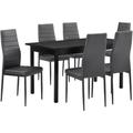 Set tavolo e 6 sedie imbottite da salotto soggiorno cucina moderno vari colori colore : Nero/Grigio