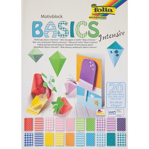 Bloc de papier ""Points, carreaux, rayures"", 24 x 34 cm, 20 feuilles