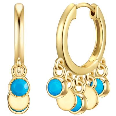 Glanzstücke München - Creolen Sterling Silber Türkis in Gelbgold Ohrringe 1 ct Damen (79.99 € / 1 ct) Image