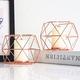 Romadedi Candle Holders Gold Geometric Decor - Tealight Holder for Tea Lights Decorative Candle Stand Accents for Home Table Shelf Mantel Modern Decoration, Wedding Reception Décor, Rose Gold, 6pcs