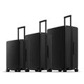 LEVEL8 Suitcase Set of 3, Hand Luggage Set of 3 Elegance Matt Design 100% PC Trolley Suitcase TSA Approved Checked Luggage with 8 Spinner Wheels (Black, 40L/65L/105L)