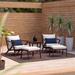 AllModern Bex 5 Piece Seating Group w/ Sunbrella Cushions Wood/Natural Hardwoods in Brown/White | Outdoor Furniture | Wayfair