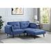 Corrigan Studio® Adjustable Sofa & Ottoman, Blue Fabric Cotton | 33.98 H x 80.98 W x 67.98 D in | Wayfair 561C0B468726493C994A9813373E79C5