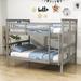 Harriet Bee Full Over Full Wooden Bunk Bed w/ Built-In-Ladder in Gray | 62 H x 56 W x 79 D in | Wayfair 1E49FCC452FC4611A1CEB4F0AF6D1BC8