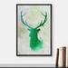 SIGNLEADER Framed Canvas Print Wall Art Spray Paint Effect Green Elk Graffiti | 36 H x 24 W x 1.5 D in | Wayfair 8022271767552