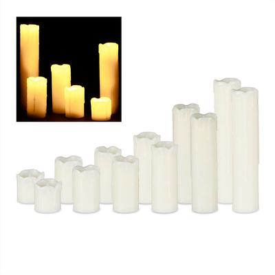 12 x LED Kerze im Set, Echtwachskerzen flammenlos, elektrische Kerzen flackernd, Batterie, Image