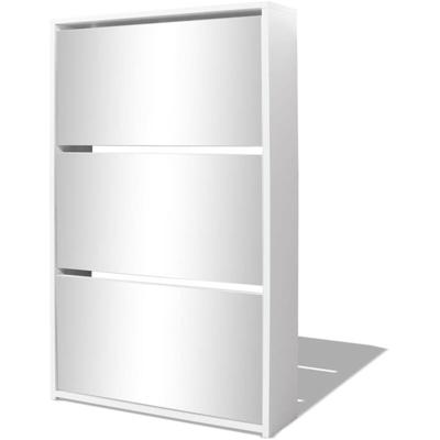 Schuhschrank mit 3 Fächern Spiegel Weiß 63x17x102,5 cm Vidaxl Image