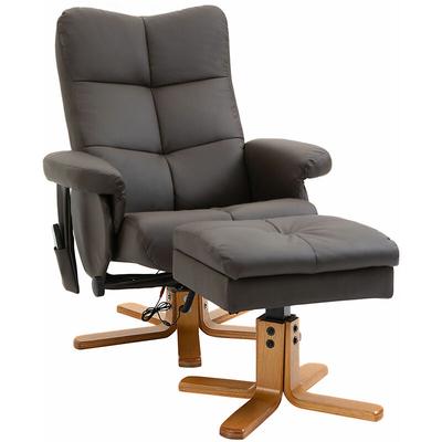 Massagesessel mit Hocker, 360° drehbarer Elektrischer Relaxsessel mit Liegefunktion und Stauraum, Image