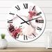 Designart 'Cute Bunny And Fall Flowers And Leaves' Traditional wall clock