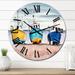 Designart 'Three Colorful Fishing Boats On A Sandy Seashore' Nautical & Coastal wall clock