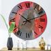 Designart 'Grey And Red Luxury Abstract Fluid Art' Modern wall clock
