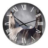 Designart 'Black And White Horse Close Up Portrait II' Traditional wall clock