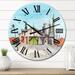Designart 'Wooden Barn With A Green Door' Country wall clock