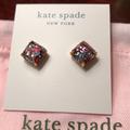 Kate Spade Jewelry | Kate Spade Nwt Mini Multi-Glitter/Gold-Tone Small Square Stud Pierced Earrings | Color: Gold/Pink | Size: Os