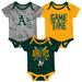 Newborn & Infant Oakland Athletics Green/Gold/Heathered Gray Game Time Three-Piece Bodysuit Set