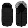 lionelo Frode Baby Footmuff for Sledge, Car Seat, Pram, Anti-Allergic, Waterproof, Warm, Cuddly, Double Zip, Removable Fur on the Hood, Winter 90 x 45 cm (Black Carbon)