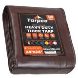 Tarpco Safety 24 ft. x 24 ft. 14 Mil Heavy Duty Polyethylene Tarp, Waterproof, Rip & Tear Proof Aluminum in Brown | 1 H x 24 W x 24 D in | Wayfair