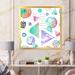 East Urban Home Retro Triangles, Circles, Polka Dots On White I - Patterned Canvas Wall Art Print Canvas in Blue/Green/Pink | 16 H x 16 W in | Wayfair