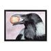 East Urban Home Black Raven w/ a Nut - Painting on Canvas Metal in Black/Indigo | 24 H x 32 W x 1 D in | Wayfair 2E4604136B504E5DB4BF11D7EC0268BE