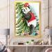 East Urban Home Panda Wearing a Christmas Elf Hat - Painting on Canvas Metal in Black/Green/Red | 32 H x 16 W x 1 D in | Wayfair