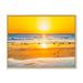 East Urban Home Sunset on Beautiful Sand Beach w/ Blue Sea Water - Print on Canvas in Yellow | 12 H x 20 W x 1 D in | Wayfair