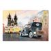 East Urban Home Old Retro Car on the Old Town Square in Prague - Print on Canvas Metal in Black | 40 H x 60 W x 1.5 D in | Wayfair