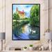 East Urban Home Swans in the Pond of Old English Estate - Painting on Canvas Metal in Green | 40 H x 30 W x 1.5 D in | Wayfair