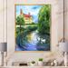 East Urban Home Swans in the Pond of Old English Estate - Painting on Canvas Plastic in Green | 44 H x 34 W x 1.5 D in | Wayfair