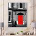 East Urban Home Red Door in Black & White City House - Painting on Canvas Metal in Black/Red | 40 H x 30 W x 1.5 D in | Wayfair