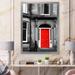 East Urban Home Red Door in Black & White City House - Painting on Canvas Metal in Black/Red | 32 H x 16 W x 1 D in | Wayfair