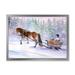 East Urban Home Horse w/ a Sleigh In Snowy Landscape - Painting on Canvas Metal in Blue/Brown/White | 30 H x 40 W x 1.5 D in | Wayfair