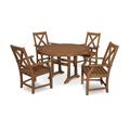 POLYWOOD® Braxton 5-Piece Nautical Trestle Arm Chair Outdoor Dining Set Plastic in Brown | 48 W x 48 D in | Wayfair PWS509-1-TE