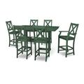 POLYWOOD® Braxton 7-Piece Farmhouse Trestle Bar Set Plastic in Green | 72.25 W x 37.75 D in | Outdoor Furniture | Wayfair PWS512-1-GR