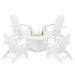 POLYWOOD® Vineyard Curveback Adirondack 5-Piece Conversation Set w/ Fire Pit Outdoor Table Plastic in White | Wayfair PWS709-1-WH