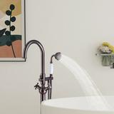 Topcraft Tripple Handle Floor Mounted Clawfoot Tub Faucet w/ Handheld Shower in Brown | 47.5 H x 10 W in | Wayfair TC-Top-029RB