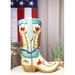 Trinx Blaga Rustic Western Colorful Faux Tooled Leather Cowboy Cowgirl Boot Resin in Blue/Red/White | 9.5 H x 8 W x 3.5 D in | Wayfair