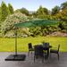 Arlmont & Co. 9.5Ft UV Resistant Offset Patio Umbrella & Patio Base Weights Metal in Green | 100 H x 132 W x 115 D in | Wayfair