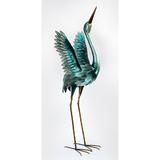 Red Barrel Studio® Metal Crane w/ Open Wings Garden Statue Metal in Blue | 38.25 H x 13.5 W x 12 D in | Wayfair 7957415D88A047C78A5C32374C4015DD