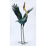 Bayou Breeze Mokszycki Wings up Neck Heron Garden Statue Metal in Black/Blue | 29.1 H x 13.6 W x 7.1 D in | Wayfair