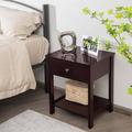 Lark Manor™ Nightstand w/ Drawer Storage Shelf Wooden Bedside Sofa Side Table White Wood in Brown | 23 H x 19 W in | Wayfair