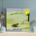 Ebern Designs Frog On Leaf 1 - 1 Piece Square Graphic Art Print On Wrapped Canvas in Blue/Green/Yellow | 16 H x 16 W x 2 D in | Wayfair