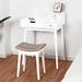 Corrigan Studio® Ebaristo Vanity Set w/ Stool & Mirror Wood/Metal in Brown/White, Size 32.48 H x 16.32 W x 12.0 D in | Wayfair