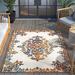 White 63 x 47 x 0.3 in Area Rug - Well Woven Dorado Arid Modern Indoor/Outdoor Medallion Persian Ivory Hi-Lo Area Rug | Wayfair DO-502-4