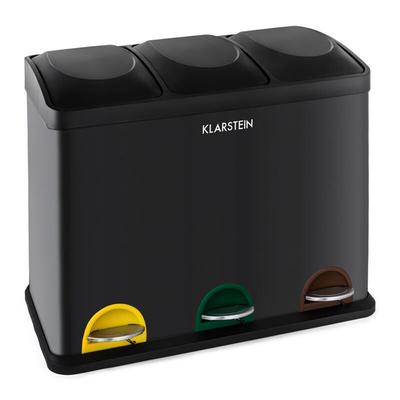 Klarstein Ökosystem Mülleimer Treteimer Mülltrenner 45L (3x15 L) schwarz Image