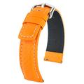 HIRSCH Carbon L, 100m-WR, High-Tech Leather Watch Strap in Orange, 22 mm, Steel Buckle