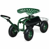 Costway Heavy Duty Garden Cart with Tool Tray and 360 Swivel Seat
