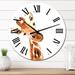 Designart 'Portrait Of A Giraffe On White I' Traditional wall clock