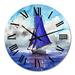 Designart 'Sail Boat With Blue Sails' Nautical & Coastal wall clock