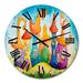 Designart 'Fairy Tale Houses In Blue And Orange' Children's Art wall clock