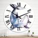 Designart 'Blue Dolphin On White' Nautical & Coastal wall clock